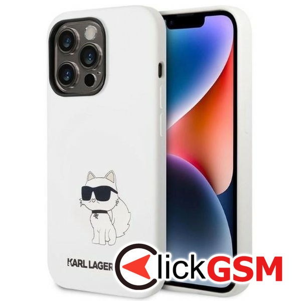 Karl Lagerfeld - Silicone (KLHCP14XSNCHBCH) - iPhone 14 Pro Max - White Choupette