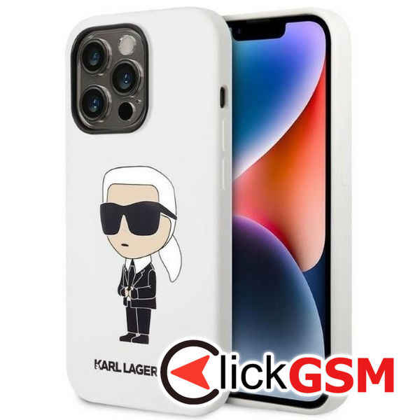 Karl Lagerfeld - Silicone (KLHCP14XSNIKBCH) - iPhone 14 Pro Max - White Ikonik