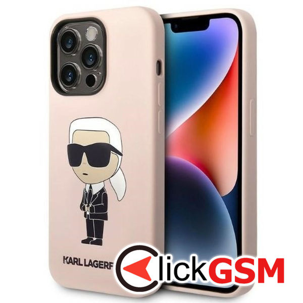 Karl Lagerfeld - Silicone (KLHCP14XSNIKBCP) - iPhone 14 Pro Max - Pink Ikonik