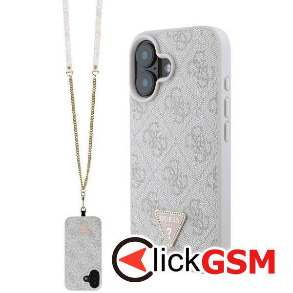 Guess - Leather Metal Logo Strass Crossbody (GUHCP16SP4TDSCPP) - iPhone 16 - Pink