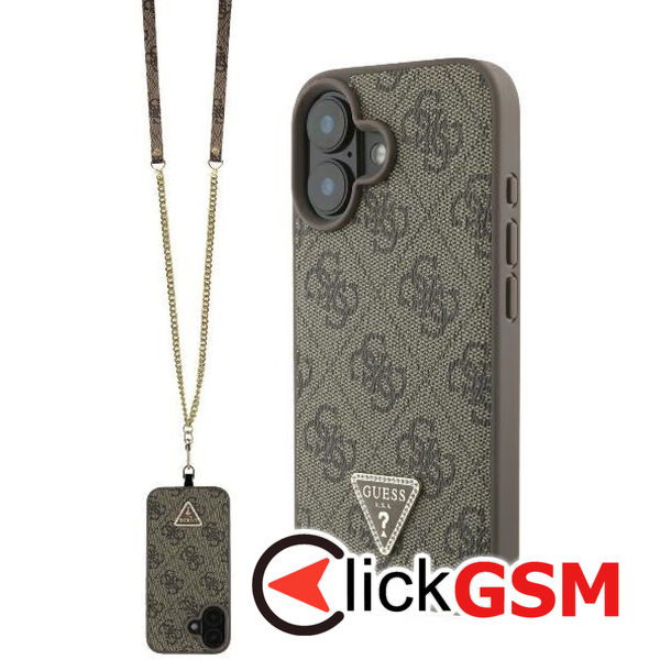 Guess - Leather Metal Logo Strass Crossbody (GUHCP16SP4TDSCPW) - iPhone 16 - Brown