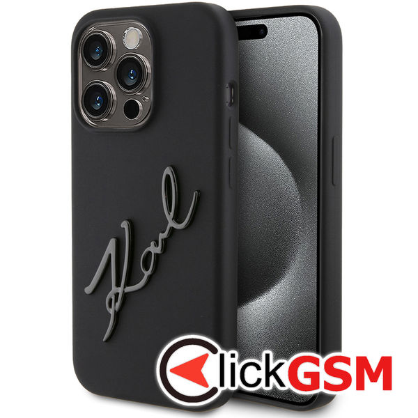 Karl Lagerfeld - Silicone (KLHCP15LSKSBMCK) - iPhone 15 Pro - Karl Script