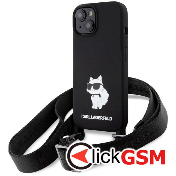 Karl Lagerfeld - Silicone Crossbody (KLHCP15SSCBSCNK) - iPhone 15 - Choupette