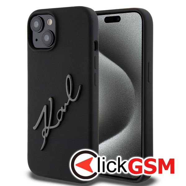 Karl Lagerfeld - Silicone (KLHCP15SSKSBMCK) - iPhone 15 - Karl Script