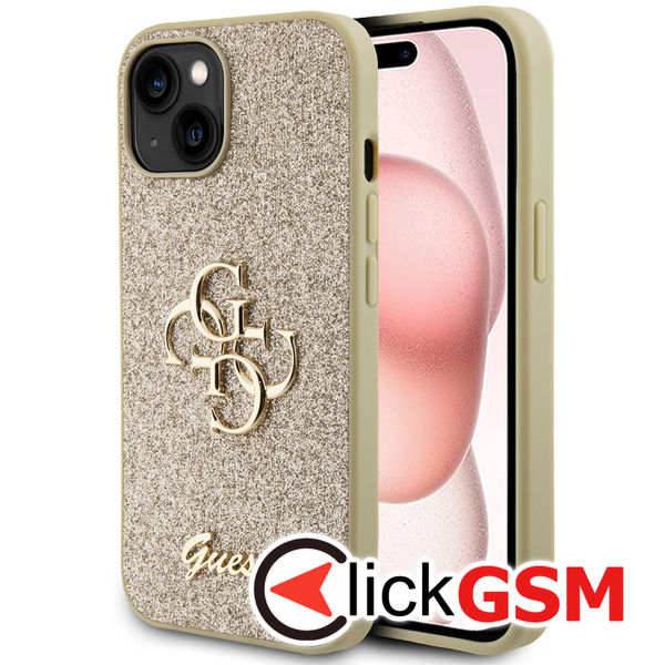 Guess - Glitter Script Big 4G (GUHCP15MHG4SGD) - iPhone 15 Plus - Gold