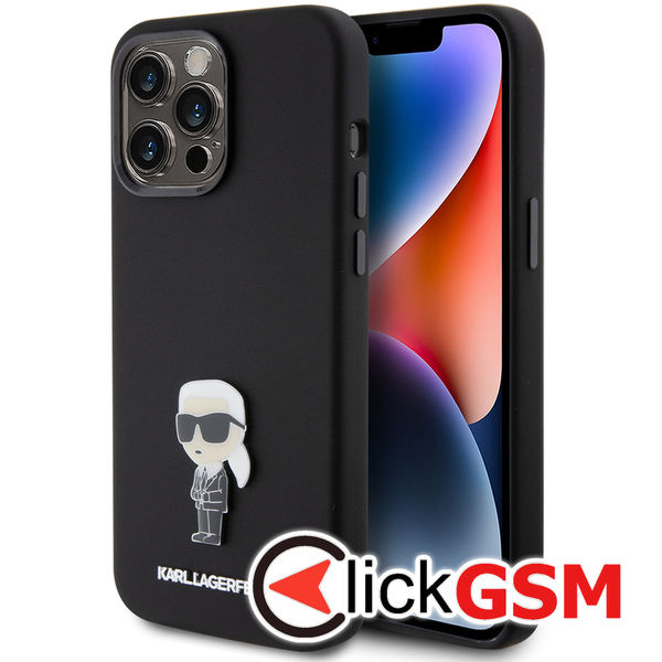 Karl Lagerfeld - Silicone (KLHCP15XSMHKNPK) - iPhone 15 Pro Max - Ikonik Metal Pin