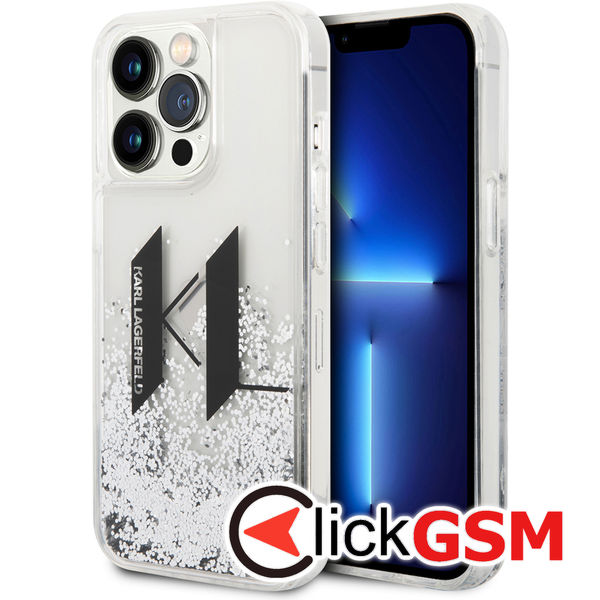 Karl Lagerfeld - Hardcase Liquid Glitter (KLHCP14LLBKLCS) - iPhone 14 Pro - Big KL