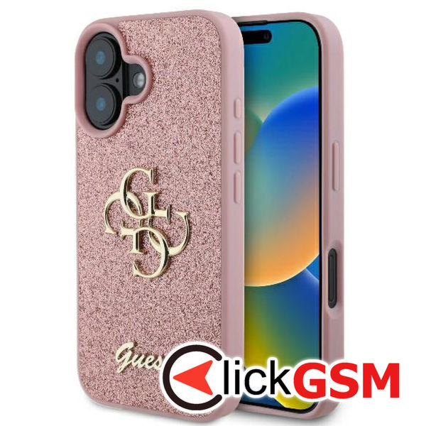 Guess - Glitter Fixed Big 4G (GUHCP16SHG4SGP) - iPhone 16 - Pink
