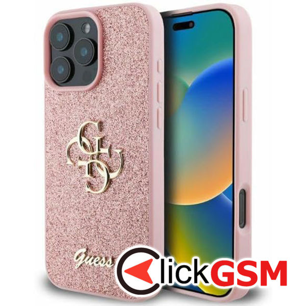 Guess - Glitter Fixed Big 4G (GUHCP16LHG4SGP) - iPhone 16 Pro - Pink