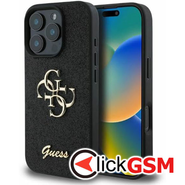 Guess - Glitter Fixed Big 4G (GUHCP16XHG4SGK) - iPhone 16 Pro Max - Black