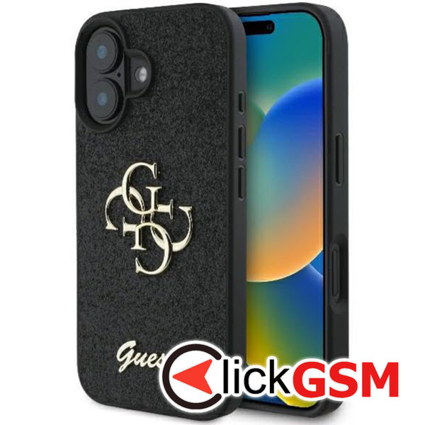 Guess - Glitter Fixed Big 4G (GUHCP16MHG4SGK) - iPhone 16 Plus - Black