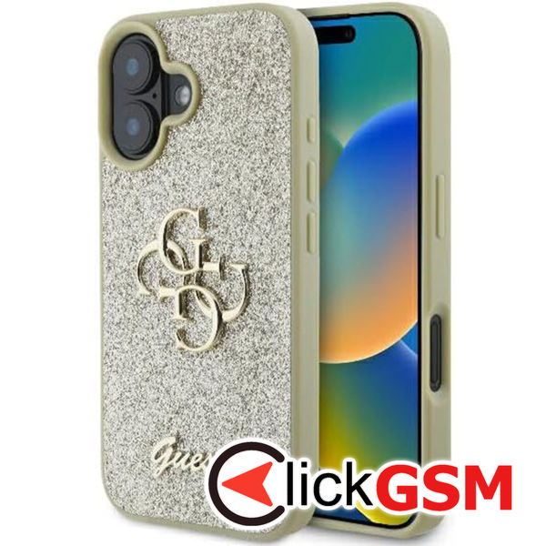 Guess - Glitter Fixed Big 4G (GUHCP16MHG4SGD) - iPhone 16 Plus - Gold