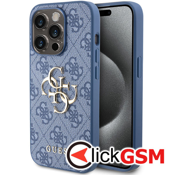 Guess - Hardcase 4G Big Metal Logo (GUHCP15L4GMGBL) - iPhone 15 Pro - Blue