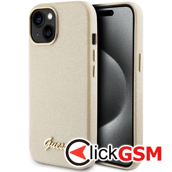 Guess - Glitter Glossy Script (GUHCP15SPGMCSD) - iPhone 15 - Sparkle Beige