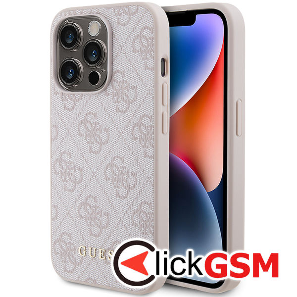 Guess - Hardcase 4G Metal Gold Logo (GUHCP15LG4GFPI) - iPhone 15 Pro - Pink