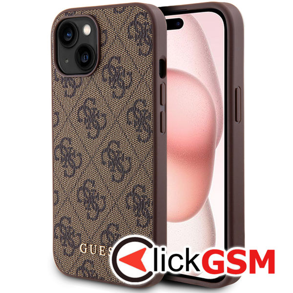 Guess - Hardcase 4G Metal Gold Logo (GUHCP15MG4GFBR) - iPhone 15 Plus - Brown