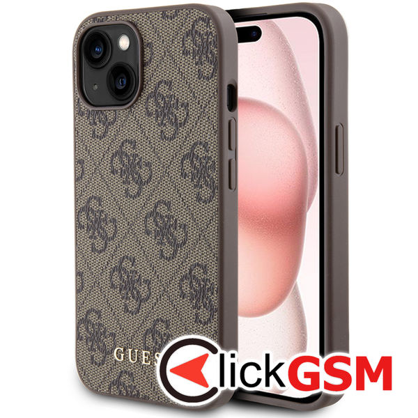 Guess - Hardcase 4G Metal Gold Logo (GUHCP15SG4GFBR) - iPhone 15 - Brown