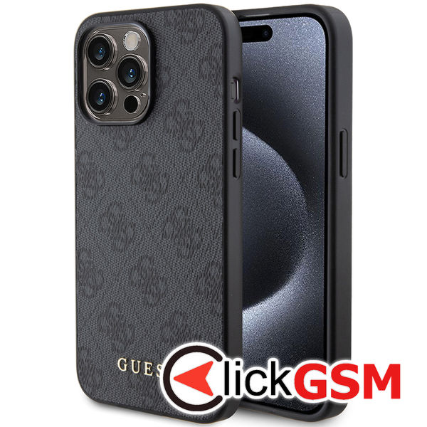 Guess - Hardcase 4G Metal Gold Logo (GUHCP15XG4GFGR) - iPhone 15 Pro Max - Grey