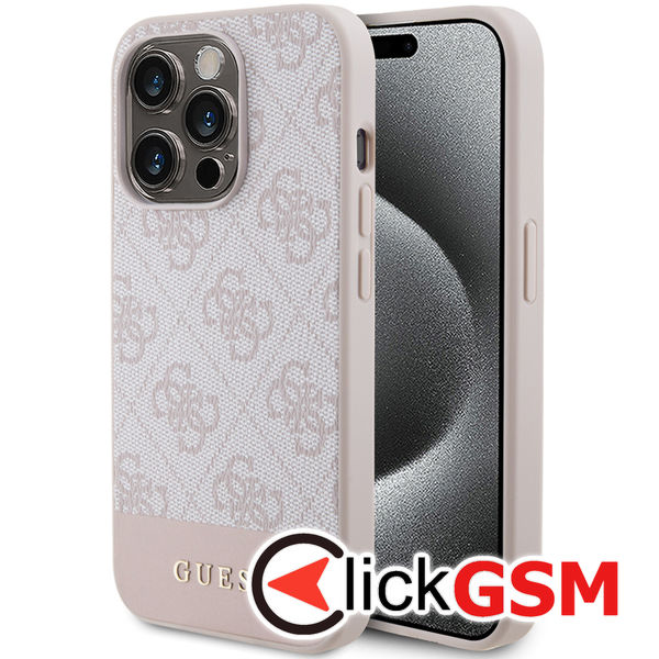 Guess - Hardcase 4G Stripe Collection (GUHCP15LG4GLPI) - iPhone 15 Pro - Pink