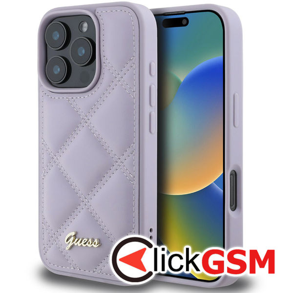 Guess - Quilted Metal Logo (GUHCP16XPSQSQSU) - iPhone 16 Pro Max - Light Purple