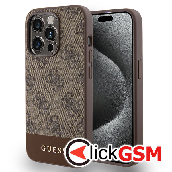 Guess - Hardcase 4G Stripe Collection (GUHCP15XG4GLBR) - iPhone 15 Pro Max - Brown
