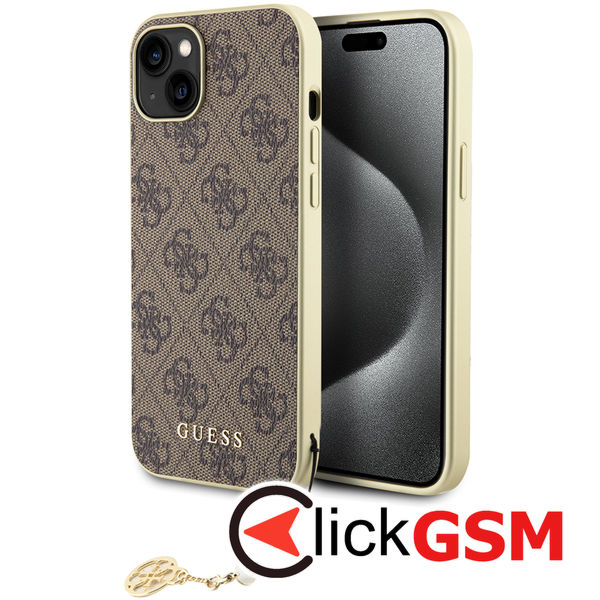 Guess - Hardcase 4G Charms Collection (GUHCP15SGF4GBR) - iPhone 15 - Brown