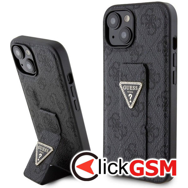 Guess - Grip Stand 4G Triangle Strass (GUHCP15SPGS4TDK) - iPhone 15 - Black