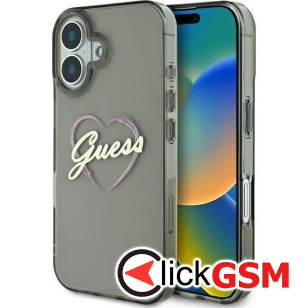Guess - Hardcase IML Heart (GUHCP16SHCHGSPK) - iPhone 16 - Black