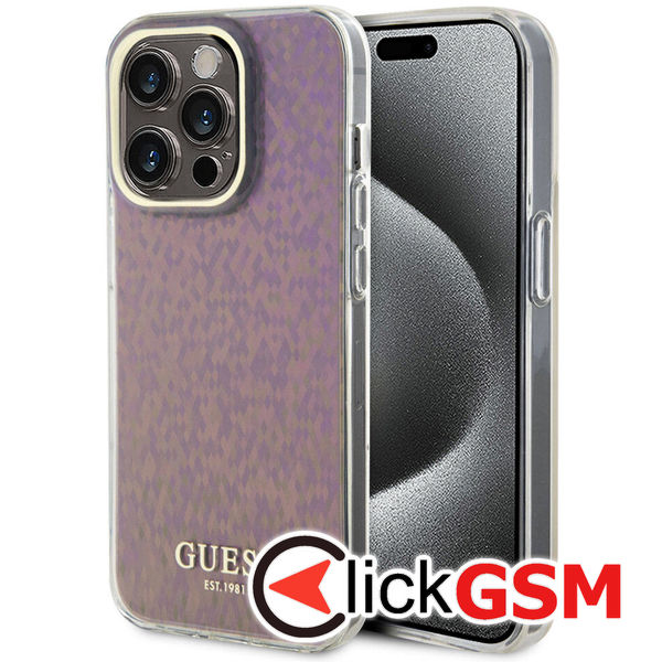Guess - Hardcase IML Faceted Mirror Disco Iridescent (GUHCP15LHDECMP) - iPhone 15 Pro - Pink