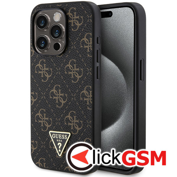 Guess - Hardcase 4G Triangle Metal Logo (GUHCP15LPG4GPK) - iPhone 15 Pro - Black