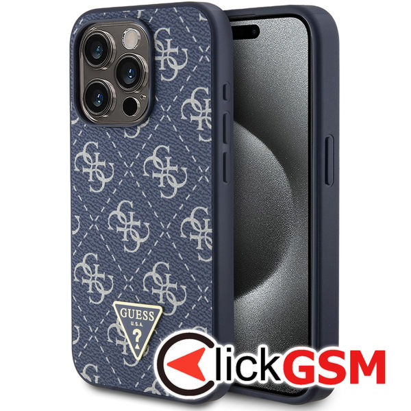Guess - Hardcase 4G Triangle Metal Logo (GUHCP15LPG4GPB) - iPhone 15 Pro - Blue