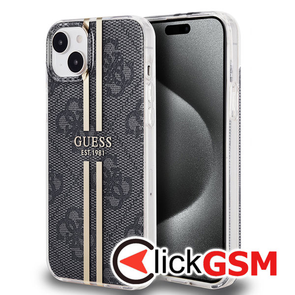 Guess - Hardcase IML 4G Gold Stripe (GUHCP15MH4PSEGK) - iPhone 15 Plus - Black