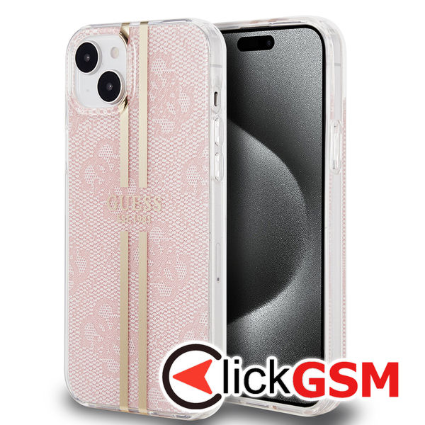 Guess - Hardcase IML 4G Gold Stripe (GUHCP15MH4PSEGP) - iPhone 15 Plus - Pink