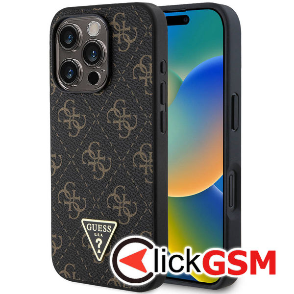 Guess - Hardcase 4G Triangle Metal Logo (GUHCP16LPG4GPK) - iPhone 16 Pro - Black