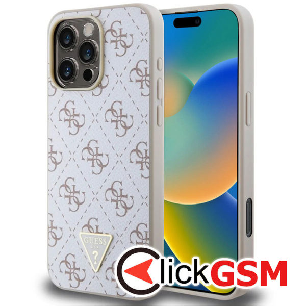 Guess - Hardcase 4G Triangle Metal Logo (GUHCP16LPG4GPH) - iPhone 16 Pro - White