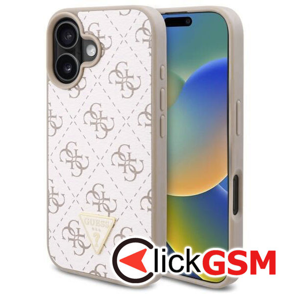 Guess - Hardcase 4G Triangle Metal Logo (GUHCP16SPG4GPH) - iPhone 16 - White