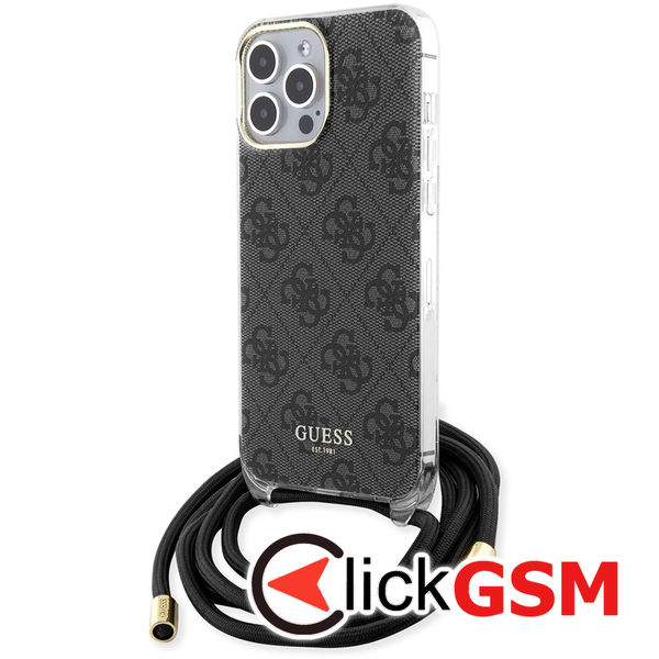 Guess - Crossbody Cord 4G Print (GUHCP15XHC4SEK) - iPhone 15 Pro Max - Black