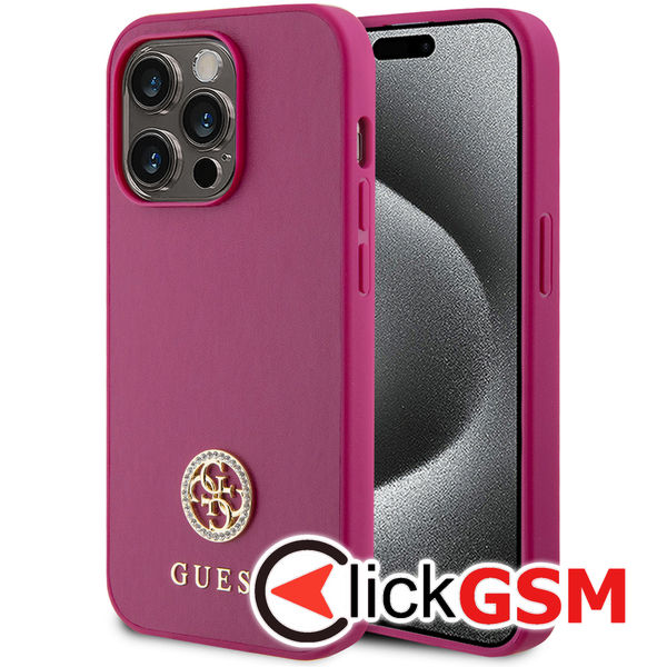 Guess - Strass Metal Logo (GUHCP15LPS4DGPP) - iPhone 15 Pro - Pink