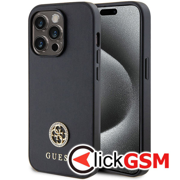 Guess - Strass Metal Logo (GUHCP15XPS4DGPK) - iPhone 15 Pro Max - Black