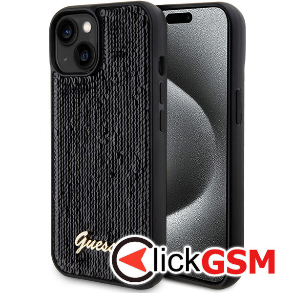 Guess - Sequin Script Metal (GUHCP15SPSFDGSK) - iPhone 15 - Black