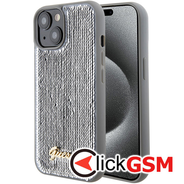 Guess - Sequin Script Metal (GUHCP15SPSFDGSS) - iPhone 15 - Silver