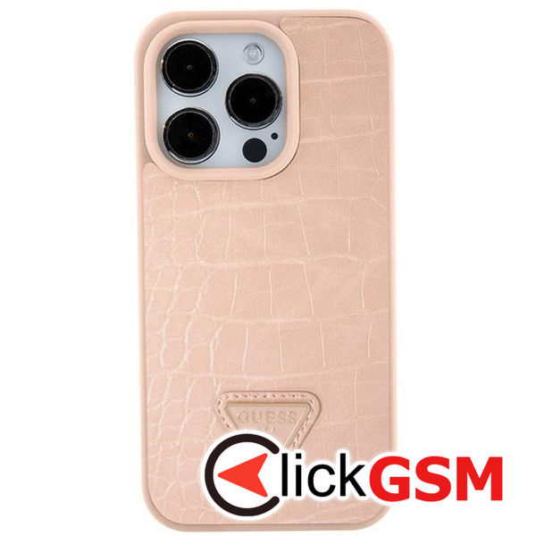 Guess - Croco Triangle Metal Logo (GUHCP15SPCRTHCP) - iPhone 15 - Pink
