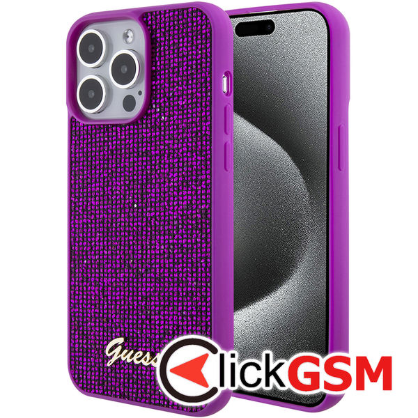 Guess - Disco Metal Script (GUHCP15XPMSDGSF) - iPhone 15 Pro Max - Fuchsia