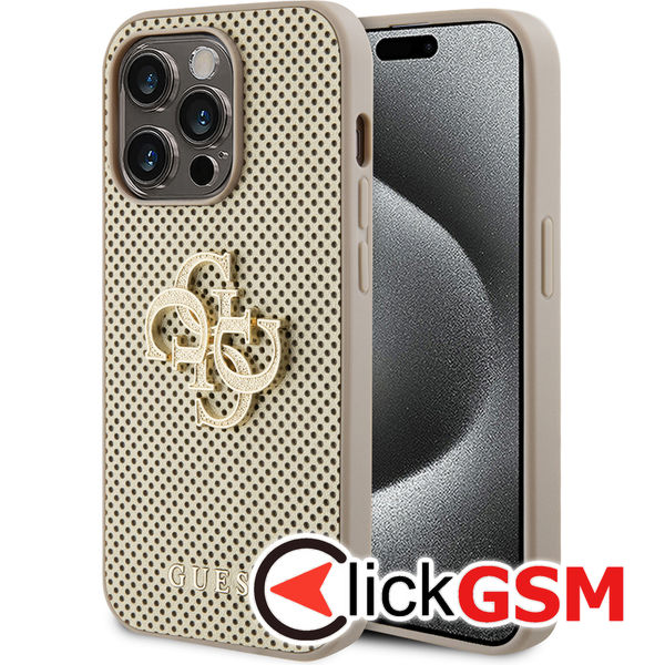 Guess - Leather Perforated 4G (GUHCP15LPSP4LGD) - iPhone 15 Pro - Gold