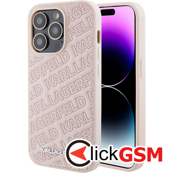 Karl Lagerfeld - Diagonal Quilted K Pattern (KLHCP15LPQKPMP) - iPhone 15 Pro - Pink