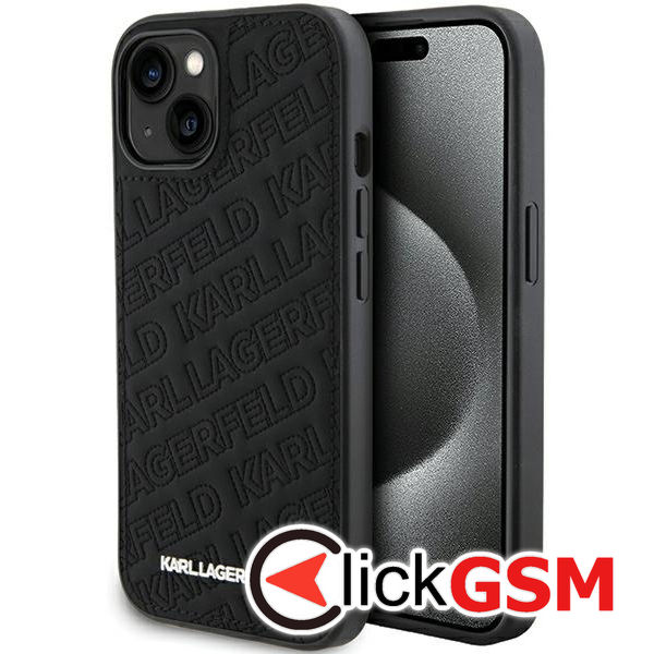 Karl Lagerfeld - Diagonal Quilted K Pattern (KLHCP15MPQKPMK) - iPhone 15 Plus - Black