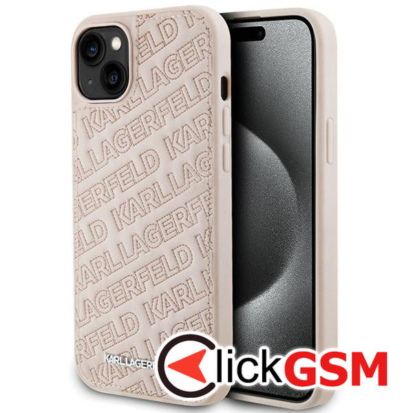 Karl Lagerfeld - Diagonal Quilted K Pattern (KLHCP15SPQKPMP) - iPhone 15 - Pink