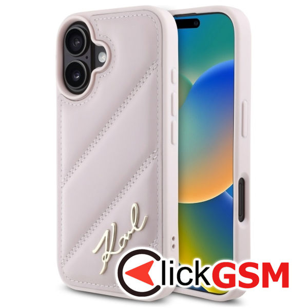 Karl Lagerfeld - Diagonal Quilted (KLHCP16SPQDSMGP) - iPhone 16 - Pink