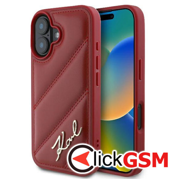 Karl Lagerfeld - Diagonal Quilted (KLHCP16SPQDSMGR) - iPhone 16 - Red