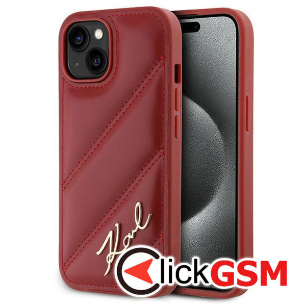 Karl Lagerfeld - Diagonal Quilted Script (KLHCP15SPQDSMGR) - iPhone 15 - Red